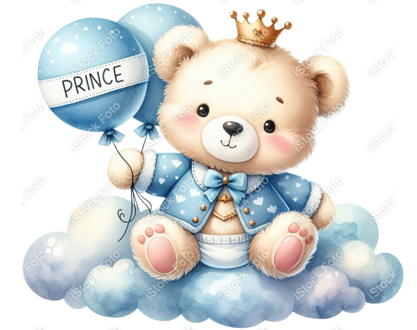 Ursinho aquarela azul