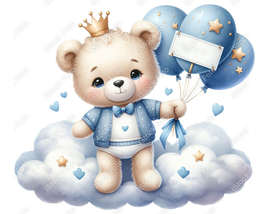 Ursinho aquarela azul