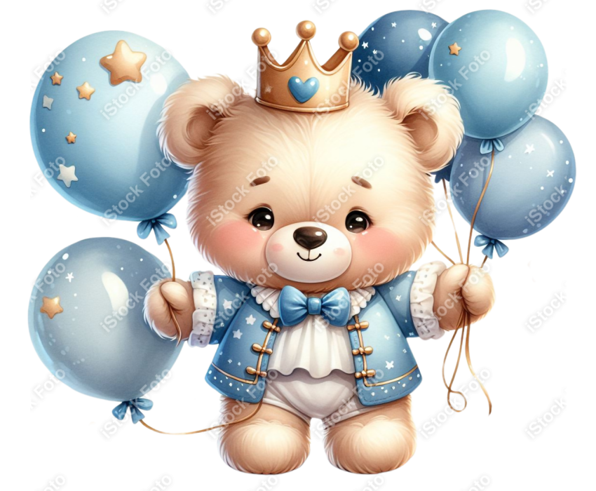 Ursinho príncipe aquarela azul