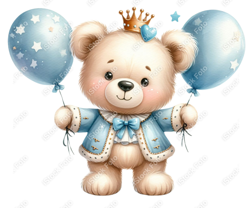 Ursinho príncipe aquarela azul