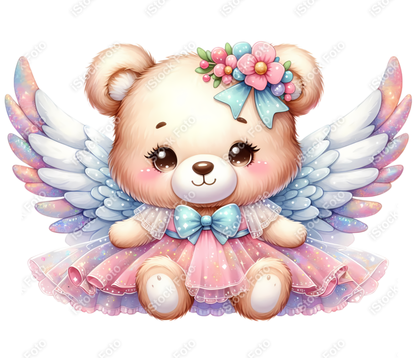 Ursinha anjo glitter png fundo transparente