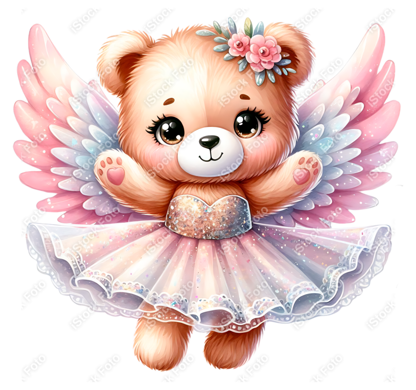 Ursinha anjo glitter png fundo transparente