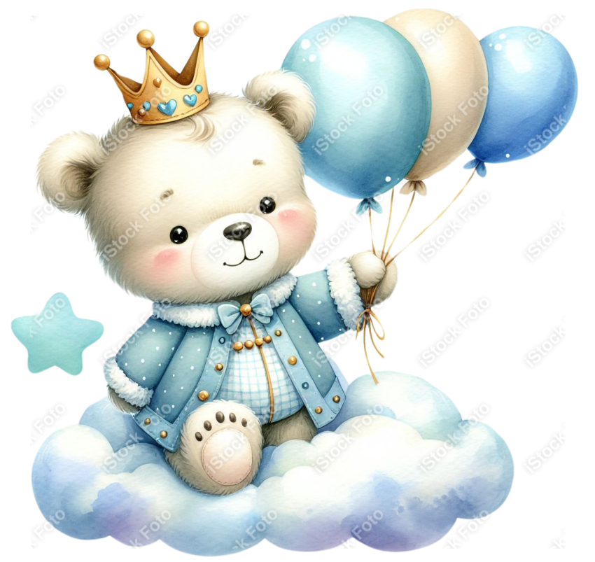Ursinho aquarela azul