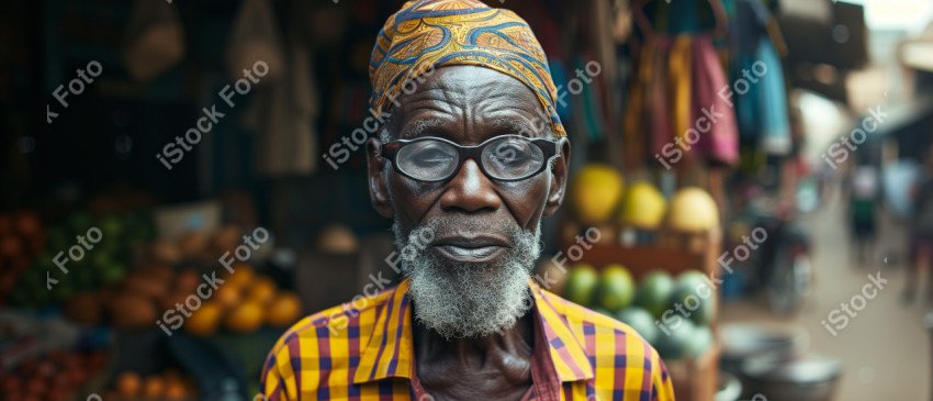 Um comerciante africano, rosto sereno, Gerado com IA (10)