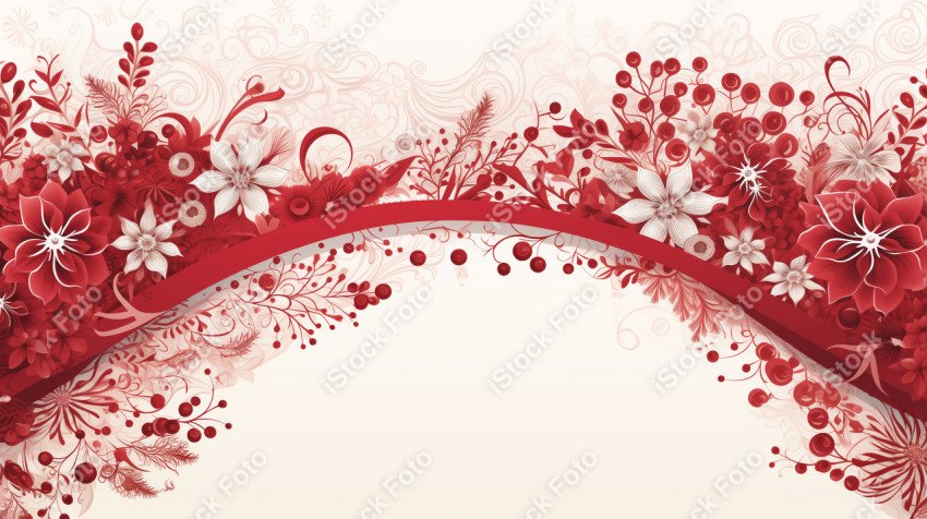 Background with festive red and white Christmas backdrop
