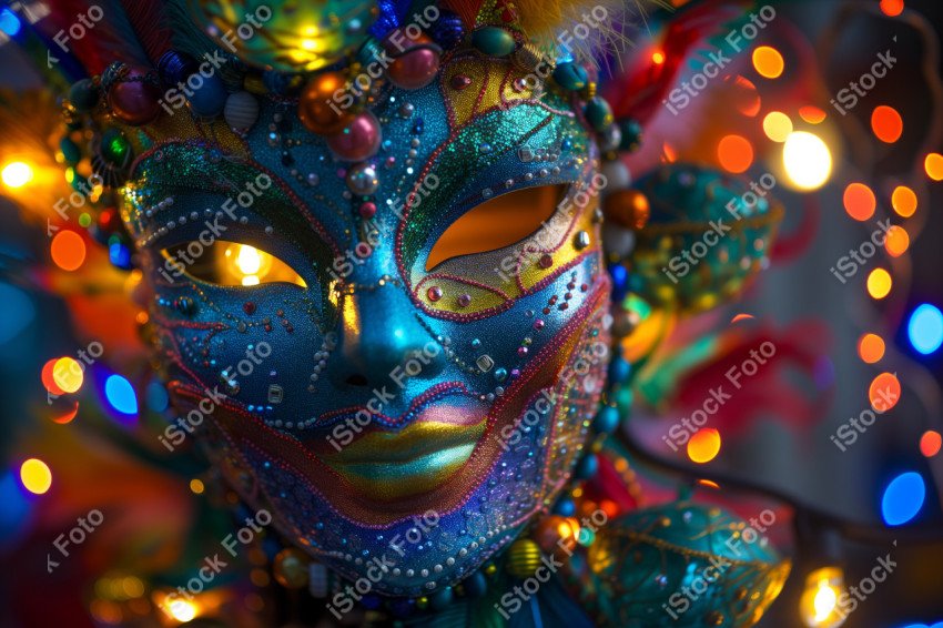 Uma máscara de carnaval colorida adornada com miçangas, Gerado com IA (4)