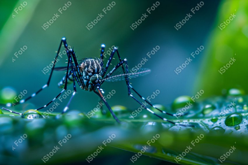 Foto em close que captura um mosquito da dengue, Gerado por IA (20)