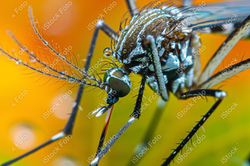 Foto em close que captura um mosquito da dengue, Gerado por IA (9)