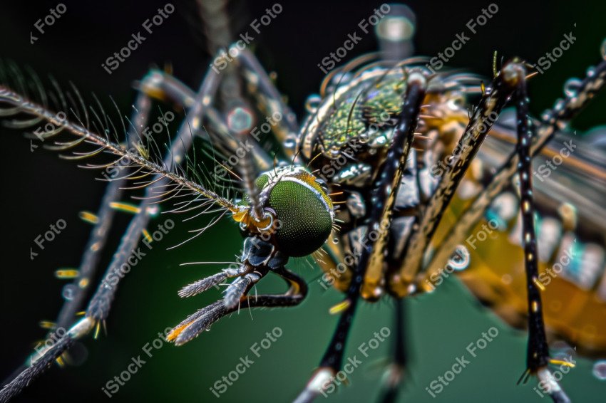 Foto em close que captura um mosquito da dengue, Gerado por IA (1)
