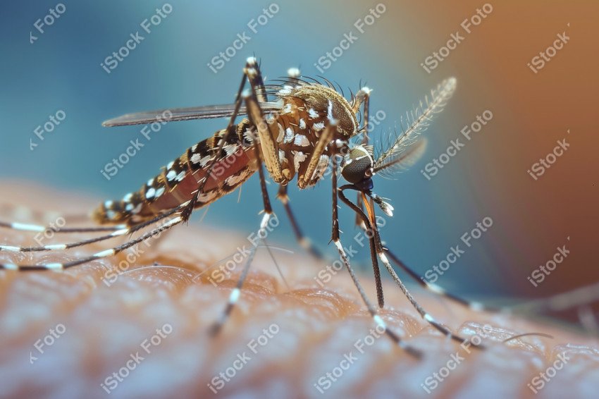 Foto em close que captura um mosquito da dengue, Gerado por IA (37)