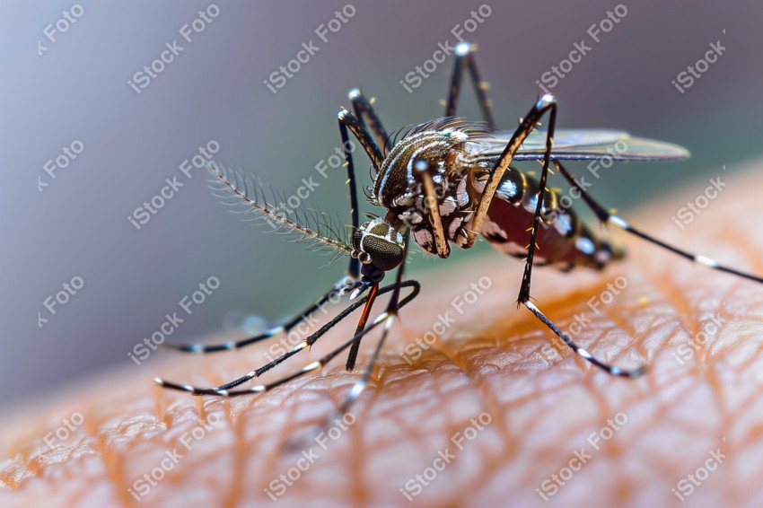 Foto em close que captura um mosquito da dengue, Gerado por IA (35)