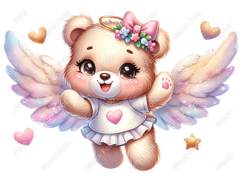 Ursinha anjo glitter png fundo transparente