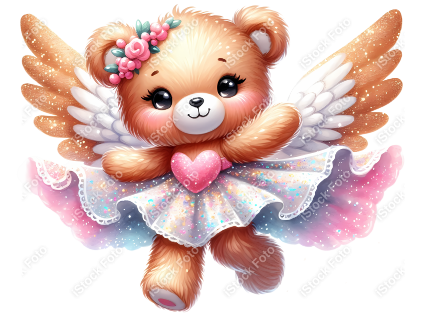 Ursinha anjo glitter png fundo transparente