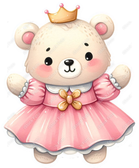 PNG sticker ursinha princesa rosa (17)