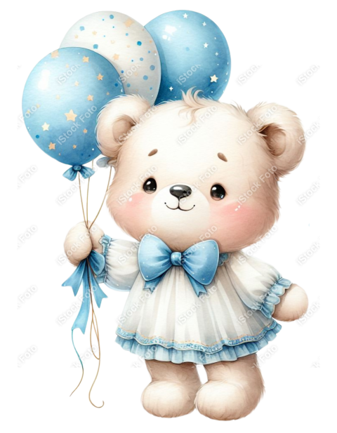 Ursinho príncipe aquarela azul