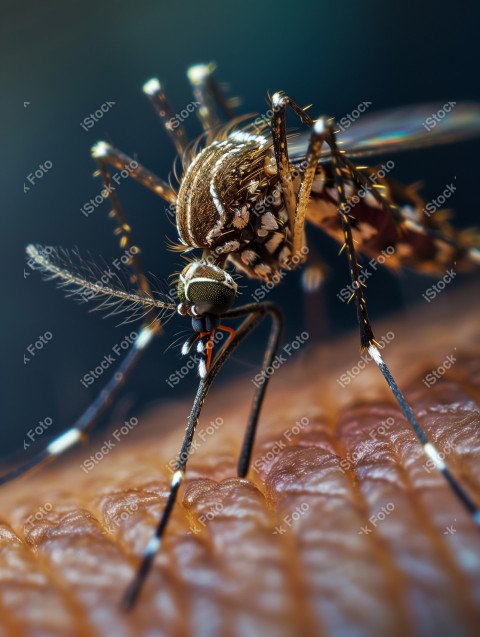 Foto em close que captura um mosquito da dengue, Gerado por IA (4)