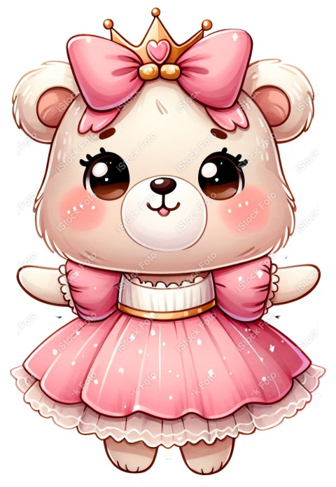 PNG sticker ursinha princesa rosa (11)