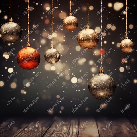 A beautiful background with beautiful Christmas balls and snow
