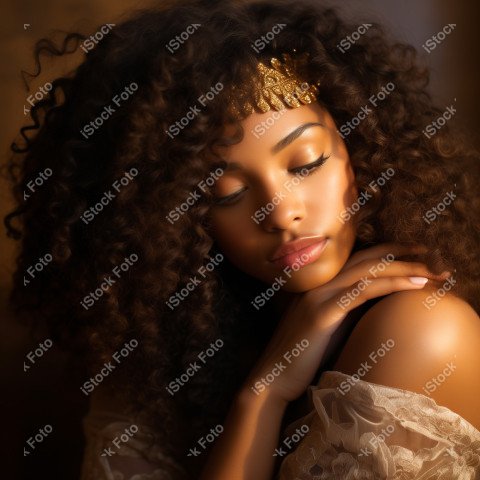 Uma jovem afro americana estilosa com cabelos cacheados, Gerado com IA (2)