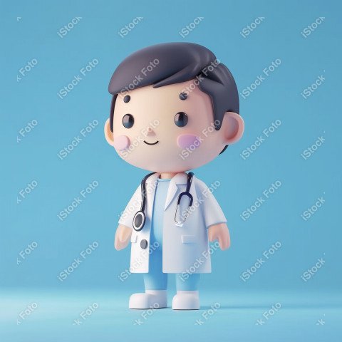 Ilustração 3D de um médico fofo e feliz em um fundo azul (11)