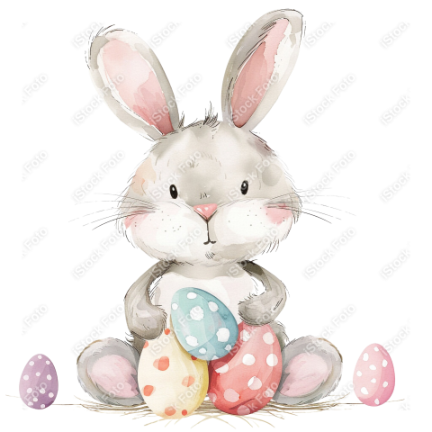 Lindo coelho estilo fofo aquarela png (8)