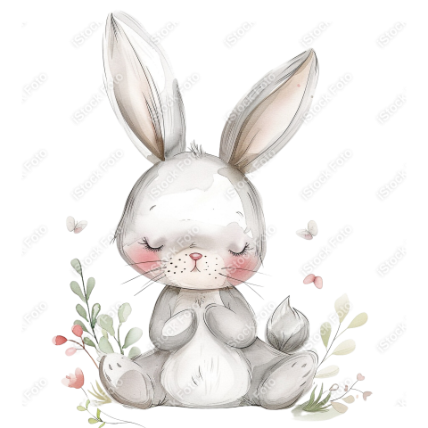 Lindo coelho estilo fofo aquarela png  (6)