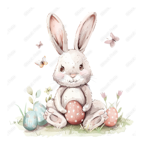 Lindo coelho estilo fofo aquarela png (11)