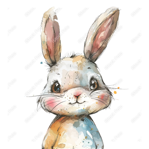 Lindo coelho estilo fofo aquarela png (18)
