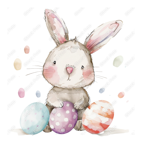 Lindo coelho estilo fofo aquarela png (10)