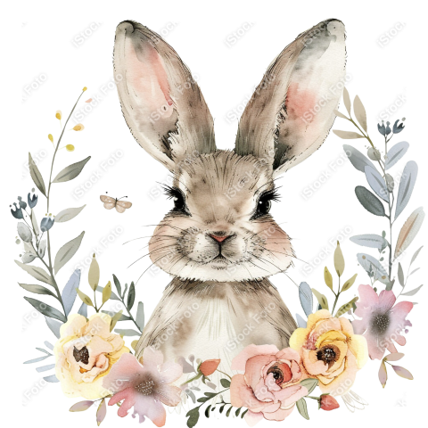 Lindo coelho estilo fofo aquarela png (15)