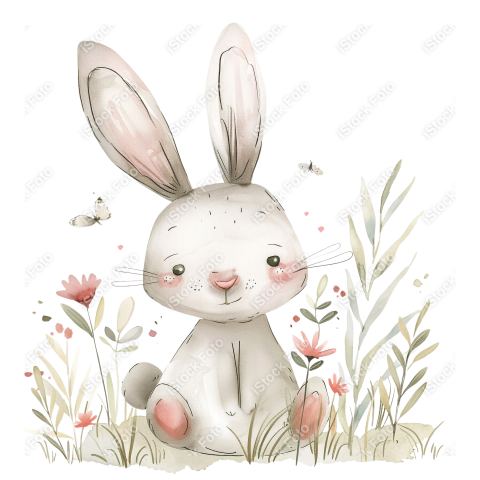 Lindo coelho estilo fofo aquarela png (19)