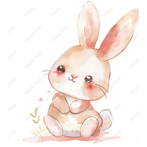 Lindo coelho estilo fofo aquarela png (23)