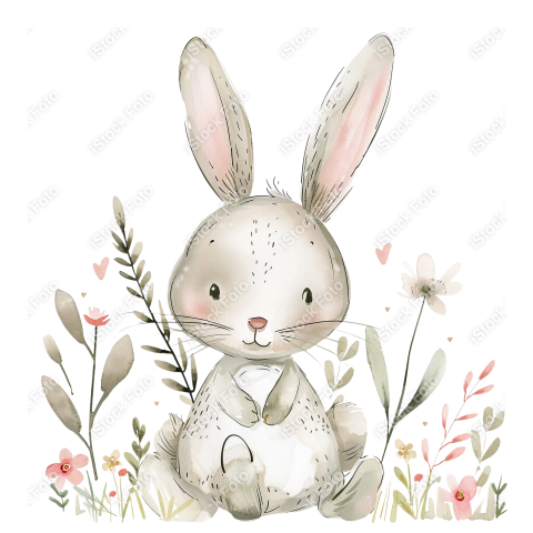 Lindo coelho estilo fofo aquarela png (5)