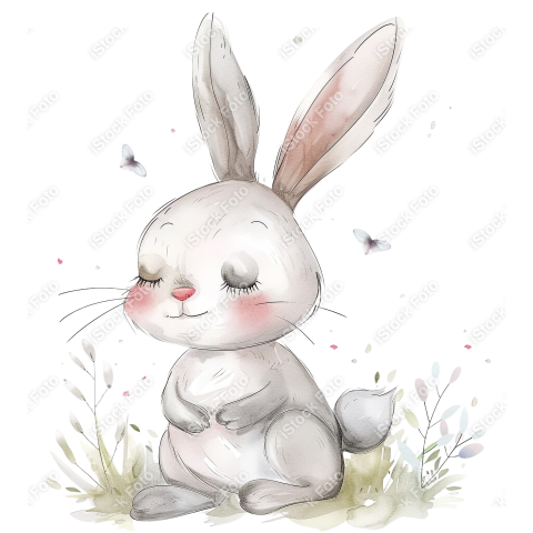 Lindo coelho estilo fofo aquarela png (26)