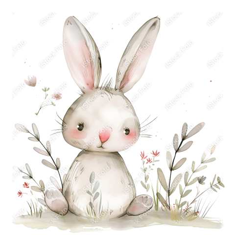Lindo coelho estilo fofo aquarela png (25)