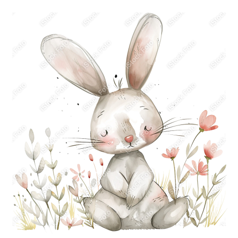 Lindo coelho estilo fofo aquarela png (24)