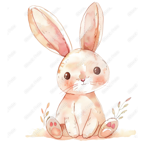 Lindo coelho estilo fofo aquarela png (33)