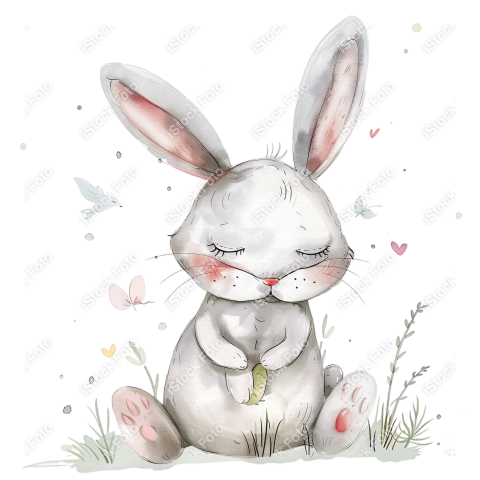 Lindo coelho estilo fofo aquarela png (31)