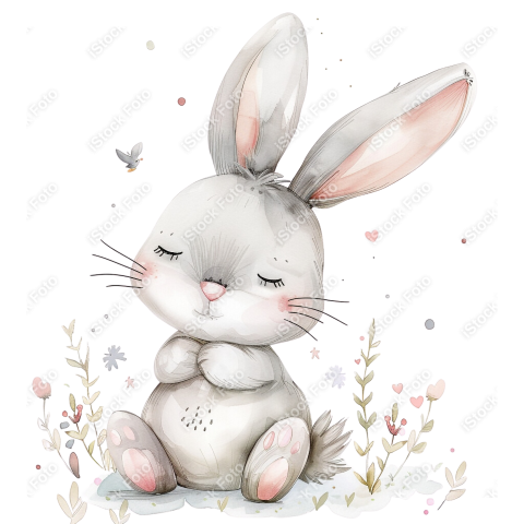 Lindo coelho estilo fofo aquarela png (4)