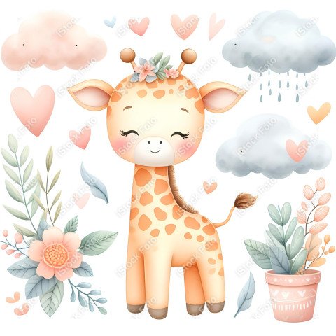 Girafinha cute fofa aquarela