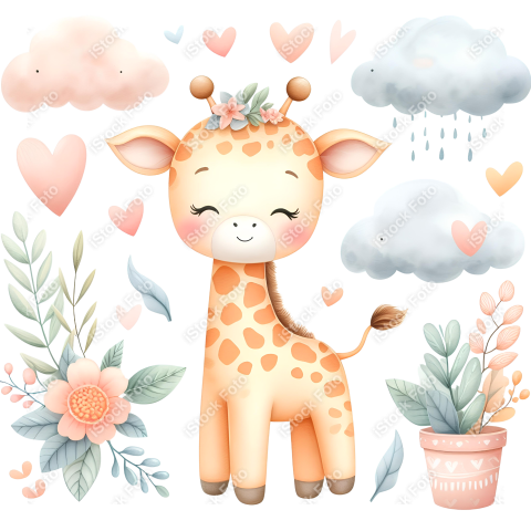 Linda Girafinha cute fofa aquarela