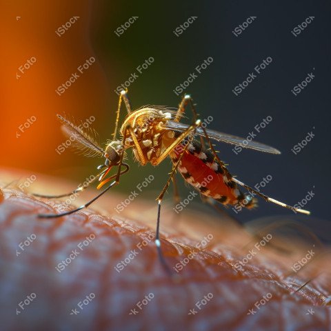 Foto em close que captura um mosquito da dengue, Gerado por IA (7)