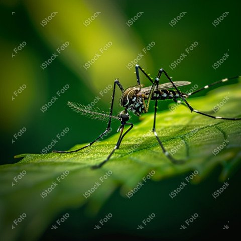 Foto em close que captura um mosquito da dengue, Gerado por IA (12)