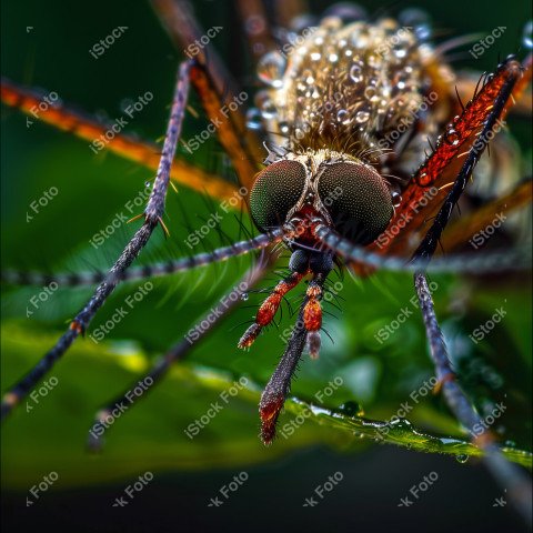 Foto em close que captura um mosquito da dengue, Gerado por IA (11)
