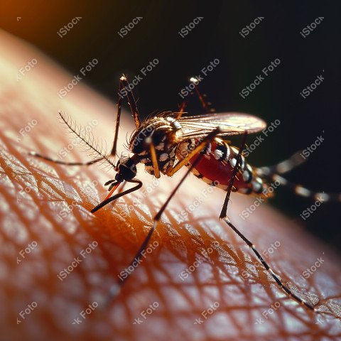 Foto em close que captura um mosquito da dengue, Gerado por IA (18)