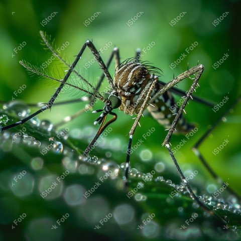 Foto em close que captura um mosquito da dengue, Gerado por IA (40)