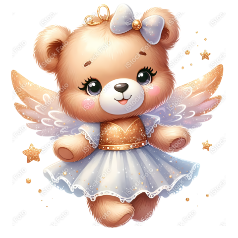 Ursinha anjo glitter png fundo transparente